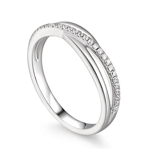 Jeulia Eternal Promise Crossover Design Sterling Silver Women S Band