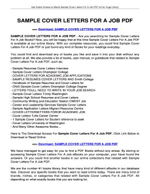 Fillable Online SAMPLE COVER LETTERS FOR A JOB SAMPLE COVER LETTERS FOR