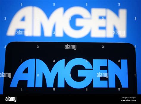 In this photo illustration an Amgen logo of an US biopharmaceutical ...