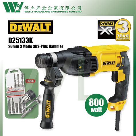 Dewalt D25133k 26mm 3 Mode Sds Plus Rotary Hammer 800w D25133 Drill Dinding Drill Batu Drill