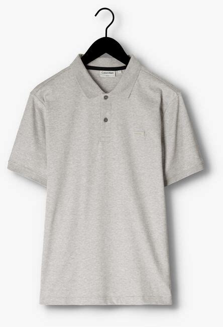 Grijze Calvin Klein Polo Smooth Cotton Slim Polo Omoda