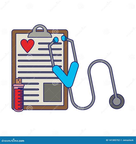 Medical Clipboard And Stethoscope With Test Tube Stock Vector