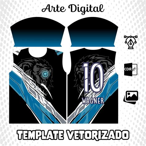 Arte Vetor Camisa Le O Time Interclasse Preto Azul Janete Artes