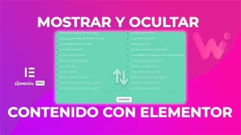 Ocultar Y Mostrar Contenido Con Elementor Youtube