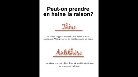 Dissertation Peut On Prendre En Haine La Raison Philosophie Youtube