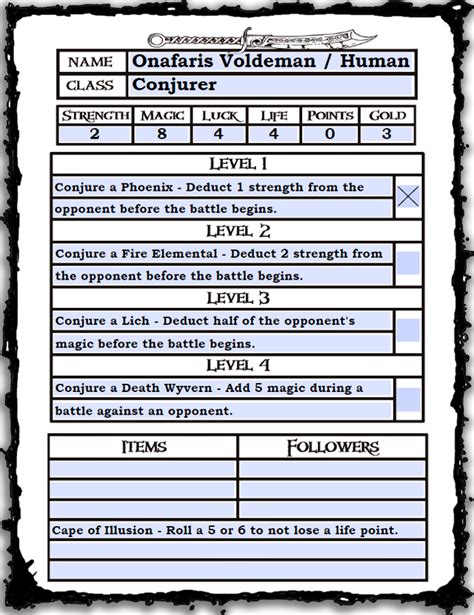 Demons Dungeoneers Character Sheet Onafaris Voldeman Demons