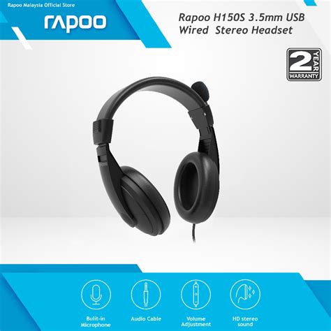 Rapoo H150 Stereo Wired Over Ear Headphones With Microphone Noise