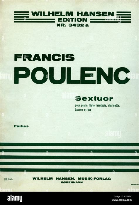 Francis Poulenc Francis Poulenc Titelseite Der Score Sextett