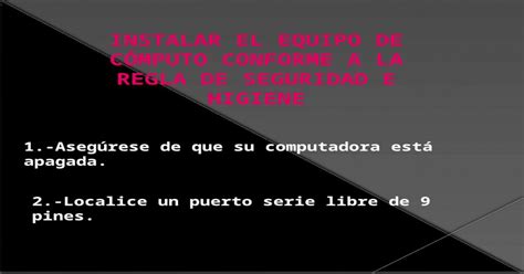 Instalar el centro de computo conforme a la regla de seguridad ehigiene ... 