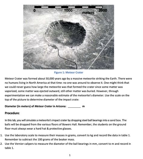 Solved Figure 1: Meteor CraterMeteor Crater was formed about | Chegg.com