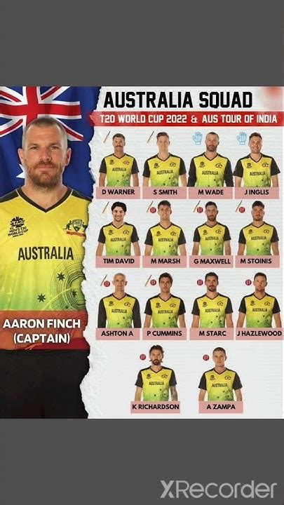 Australia Squad T20 World Cup 2022 And Aus Tour Of India Youtube