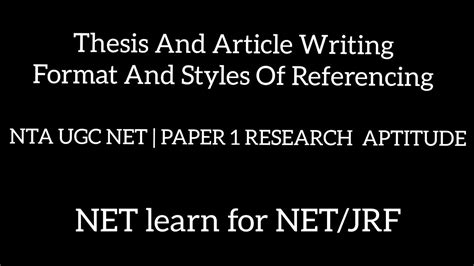 NTA UGC NET Paper 1 Research Aptitude Thesis And Article Writing