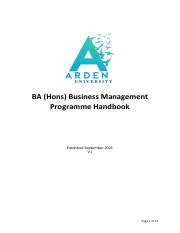 Ba Hons Business Management Pdf Ba Hons Business Management Programme