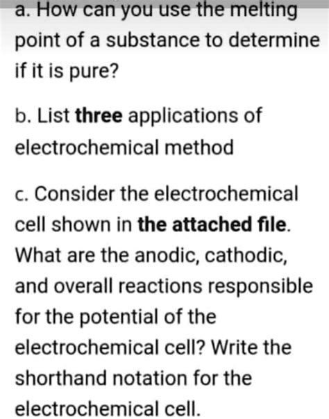 SOLVED A How Can You Use The Melting Point Of A Substance To