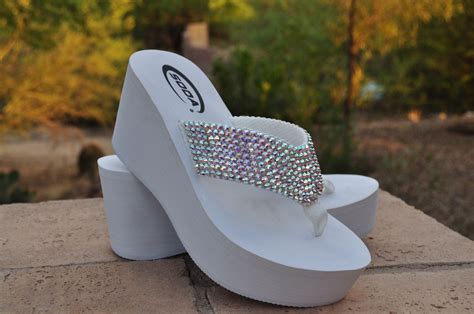 Diamond Diva S Wedding White Swarovksi Crystal Flip Flops By Sparklesteps On Etsy