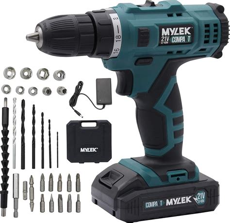 MYLEK 21V Cordless Drill Electric Screwdriver Combi Set DIY 2 Speed