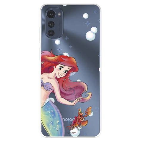 Capa Oficial Disney Ariel E Sebastian Bubbles Para Motorola Moto E32