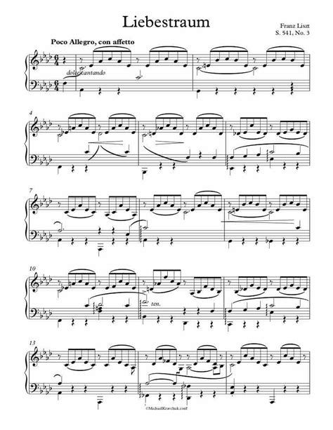 Free Piano Sheet Music – Liebestraum No. 3 – Liszt – Michael Kravchuk