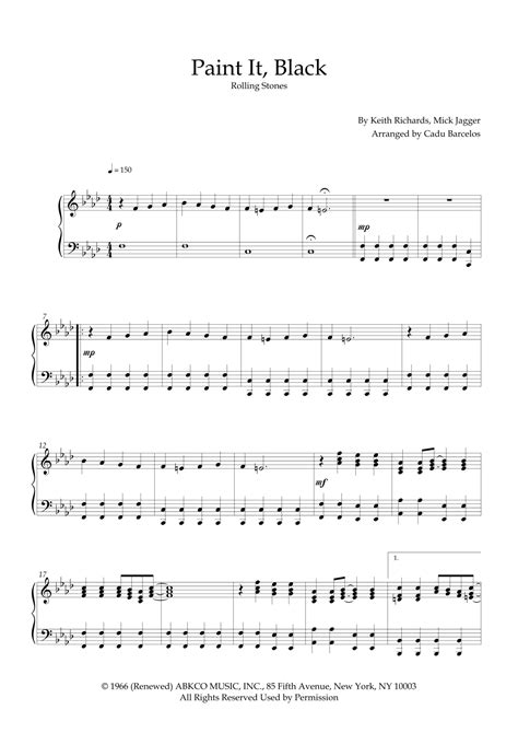 Paint It Black Arr Cadu Barcelos By Rolling Stones Sheet Music For