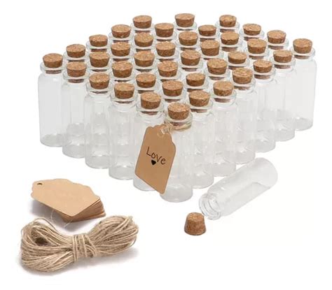 50 Pcs 20ml Mini Botellas De Vidrio Tapones De Corcho Cuotas Sin