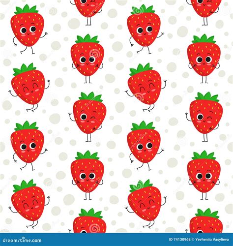 Strawberries Vector Seamless Pattern Stock Vector Illustration Of