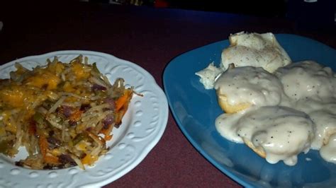 Biscuits And Gravy With Loaded Hashbrowns Biscuits And Gravy Food