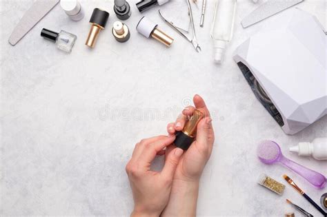 Nail Salon Female Nails Care Well Groomed Female Hands On The