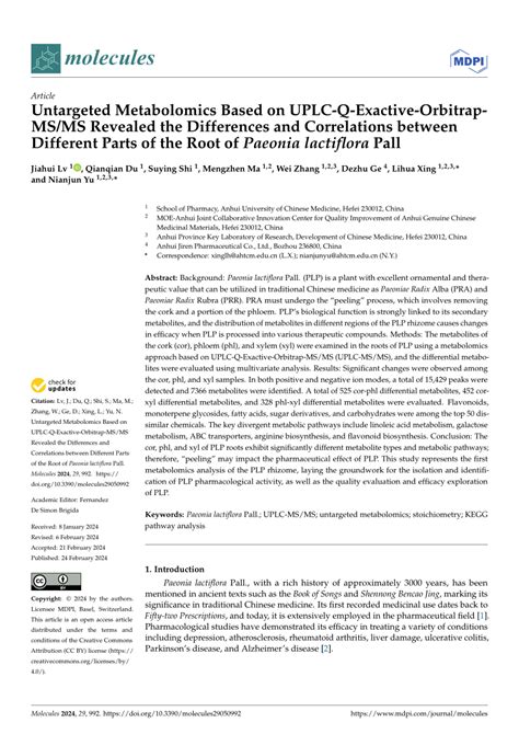 PDF Untargeted Metabolomics Based On UPLC Q Exactive Orbitrap MS MS