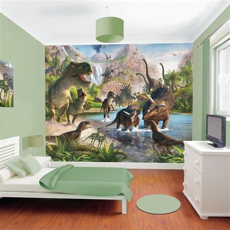 Dinosaur Land Mural From Walltastic Dinosaur Theme Bedroom Dinosaur