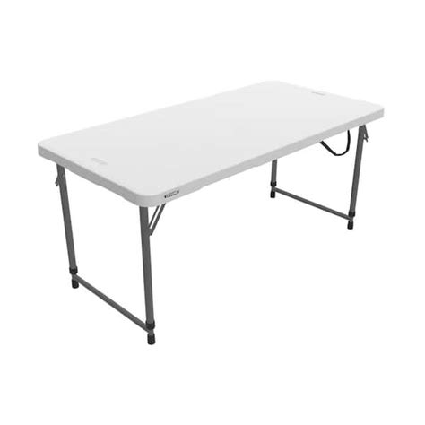 Lifetime Ft One Hand Adjustable Height Fold In Half Resin Table