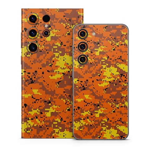 Digital Orange Camo Samsung Galaxy S23 Skin