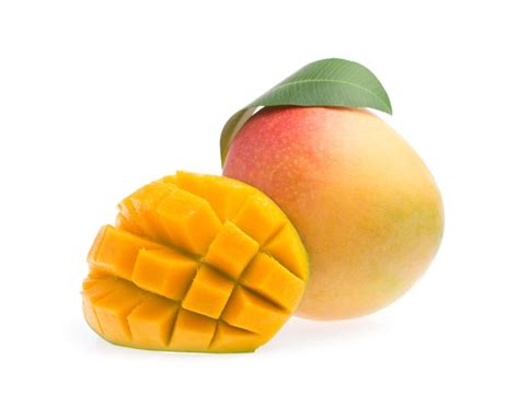 Premium Photo Slice Mango With Leaf Isolated On White Background
