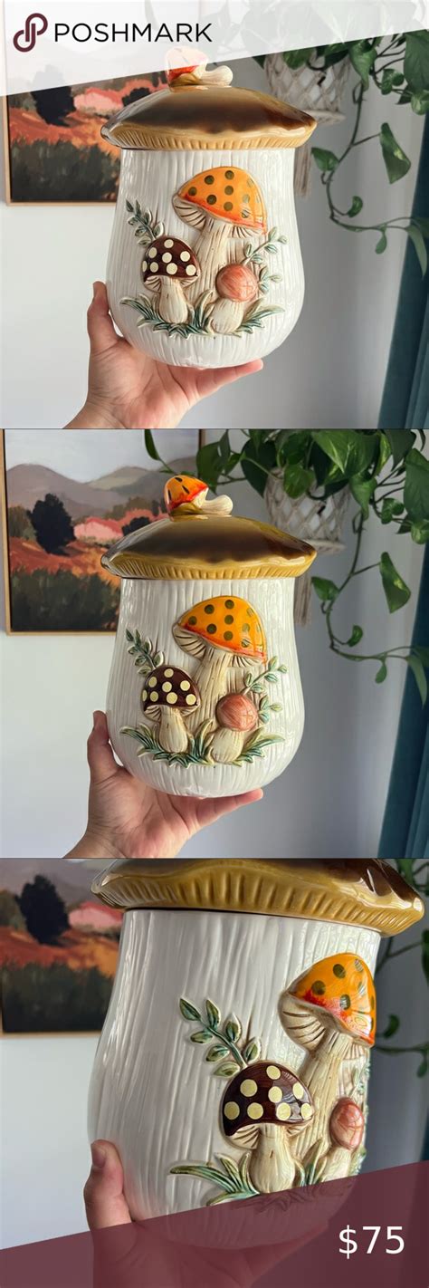 Large Retro Merry Mushroom Sears Roebuck Vintage Ceramic Canister