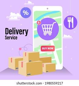 Delivery Concept Man Delivering Online Grocery Stock Vector Royalty