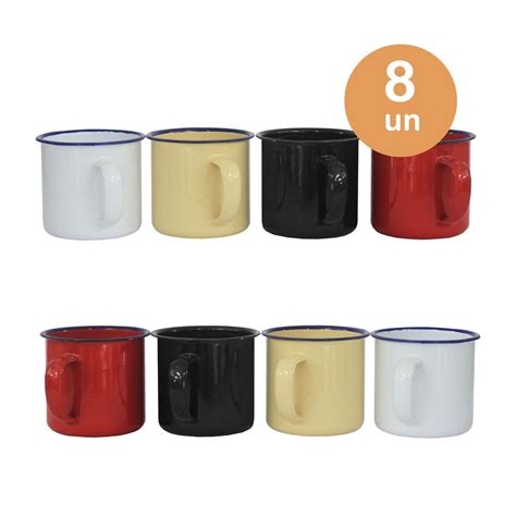 Kit 8 caneca esmaltada 150 ml xícara café chá suco retrô Shopee Brasil