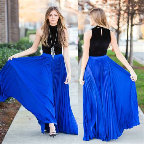 Royal Blue Pleat Maxi Skirt Swoonboutique Blue Maxi Skirt Blue