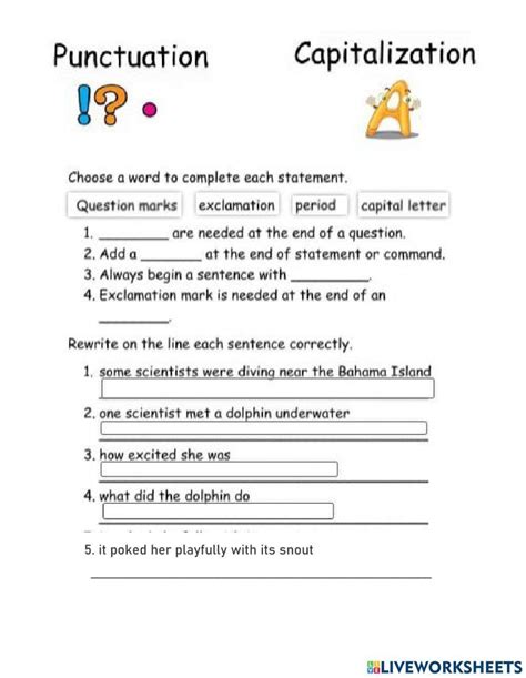 Capitalization And Punctuation Live Worksheets Worksheets Library