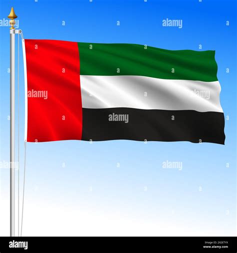 United Arab Emirates Official National Waving Flag Asiatic Country