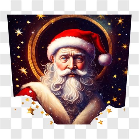 Descarga Retrato De Santa Claus Con Estrellas Y Decoraciones Festivas