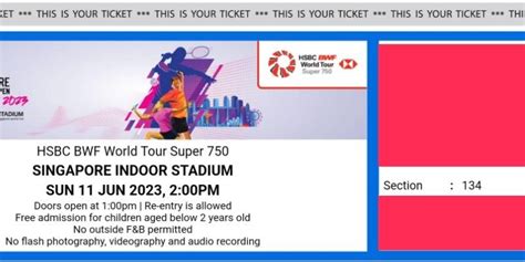 Singapore Badminton Open Premium Finals Ticket Tickets Vouchers