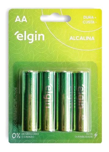 Pilha Cartela Bateria Elgin Alcalina Aa Lr Lr V