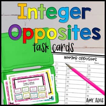 Integer Opposites Task Cards By Amy Alvis TPT