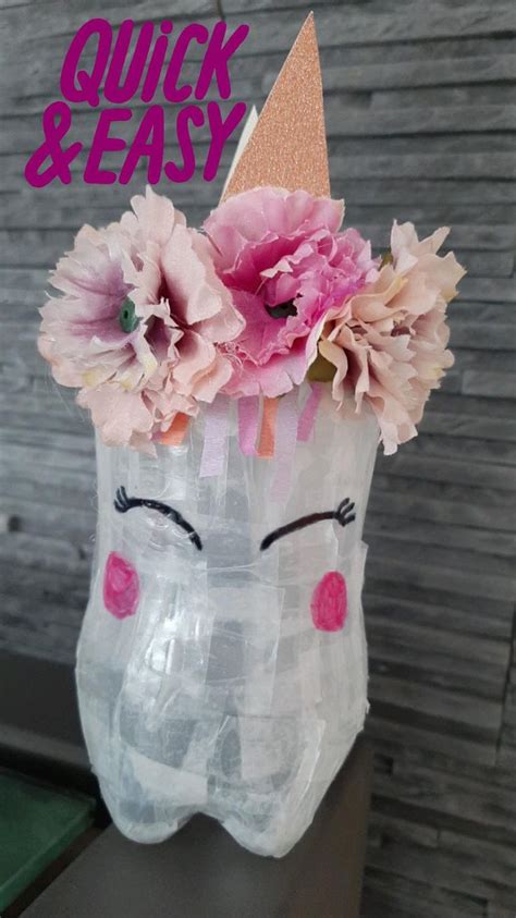 Einhorn Laterne Aus Pet Flasche Bastelarbeiten Deko Blumen Papier