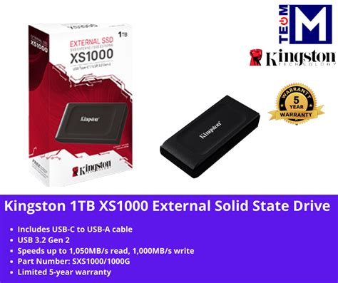 Kingston 1TB XS1000 External Solid State Drive USB C 3 2 Gen 2