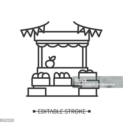 農民攤位圖示當地水果和蔬菜市場簡單向量圖向量圖形及更多圖示圖片 圖示 農夫市場 市場 零售空間 Istock