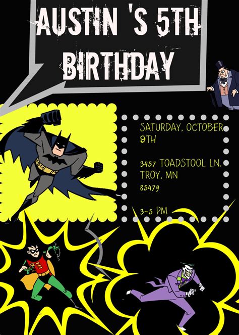 Batman Birthday Invitation customizable Printable by InvitesNsuch