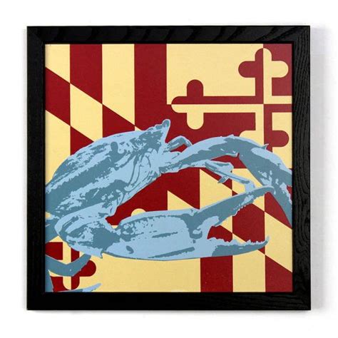 Crab Art Print Crab Art Framed Flag Silkscreen