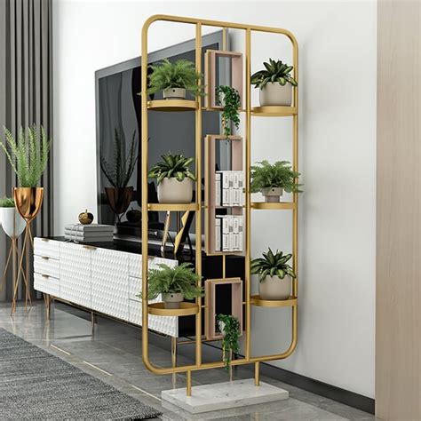 Metal Plant Stand Display Shelf Room Divider Screen with 9 Shelving | Homary