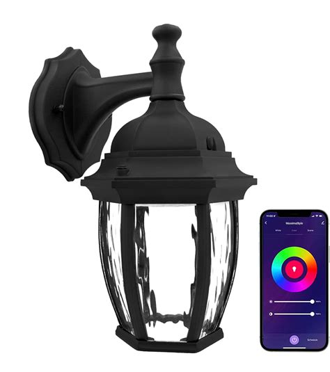 Maxxima Luvoni Smart Wifi Led Outdoor Wall Light Black W Clear Water