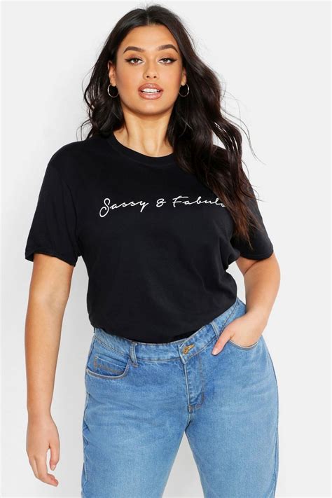 Plus Sassy Slogan Oversized T Shirt Boohoo